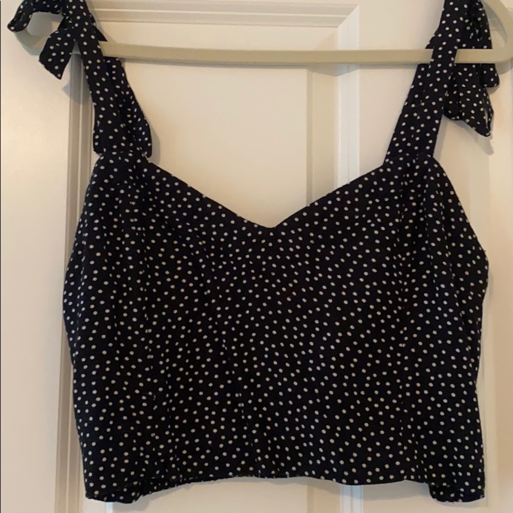 NWT Abercrombie Polka Dot Tie Shoulder Crop Top
